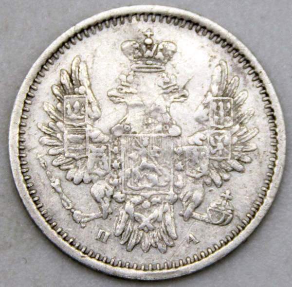 Монета 5 копеек 1851 года Российская Империя, СПБ ПА, Николай I, серебро Монета 5 копеек 1851 года Российская Империя, СПБ ПА, Николай I, серебро