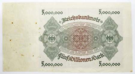 Банкнота 5 миллионов марок 1923 года Германия