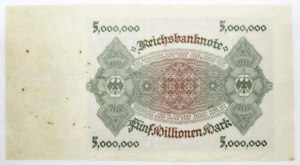 Банкнота 5 миллионов марок 1923 года Германия