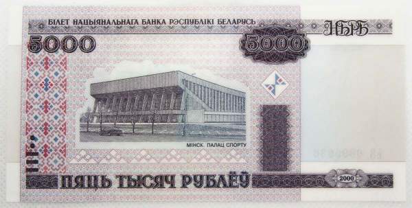 Банкнота Беларусь 5000 рублей 2000 года, арт 2 Банкнота Беларусь 5000 рублей 2000 года, арт 2