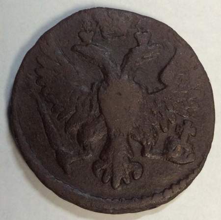 Монета 1 денга 1749 года, Российская Империя, Елизавета I