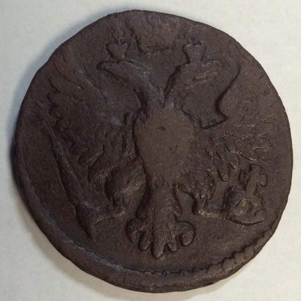 Монета 1 денга 1749 года, Российская Империя, Елизавета I Монета 1 денга 1749 года, Российская Империя, Елизавета I