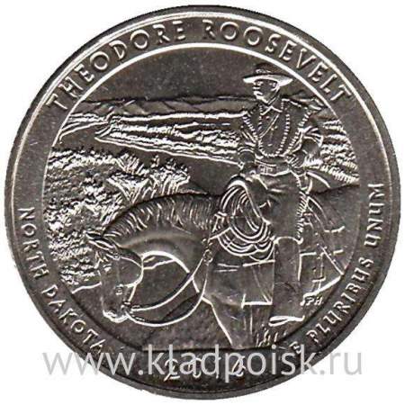 Монета 25 центов США Национальный парк Теодора Рузвельта (2016), монетный двор P Монета 25 центов США Национальный парк Теодора Рузвельта (2016), монетный двор P