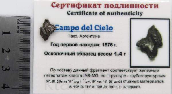 Осколок метеорита Campo del Cielo, арт 9