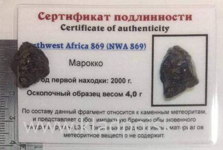 Осколок метеорита NWA 869, арт 12