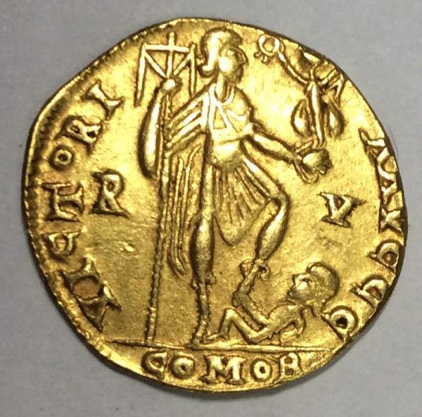 Монета солид Римская Империя Император Гонорий, 393-423гг. Монета солид Римская Империя Император Гонорий, 393-423гг.