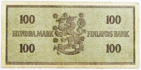 Банкнота 100 марок 1955 года Финляндия