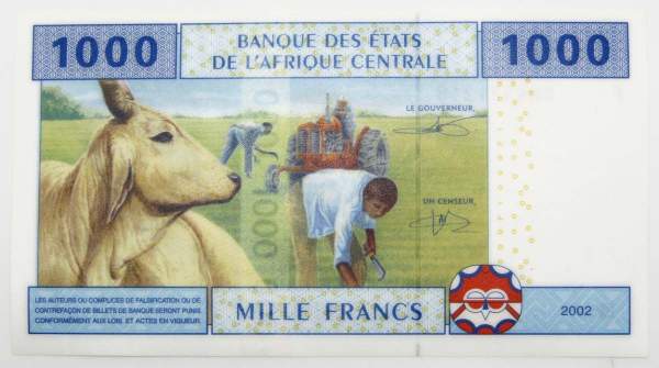 Банкнота 1000 франков 2002 года Центральноафриканская Республика Банкнота 1000 франков 2002 года Центральноафриканская Республика