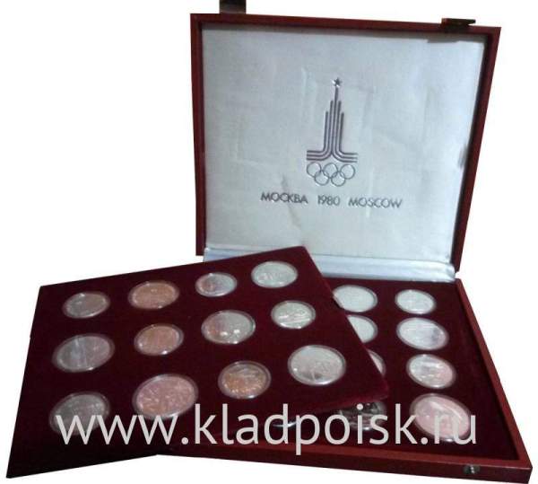 Полный набор юбилейных монет СССР Олимпиада-80 Серебро АЦ в фирменной коробке, 28 монет