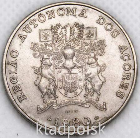 Монета 100 эскудо 1980 года Автономная область Азорские острова, Португалия