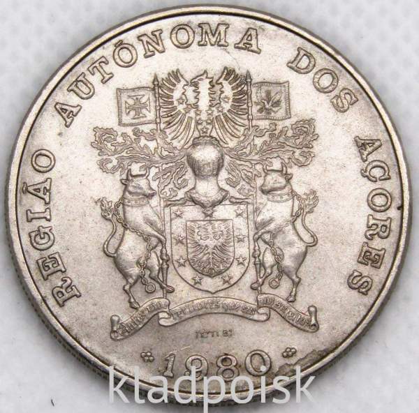 Монета 100 эскудо 1980 года Автономная область Азорские острова, Португалия