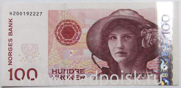 Банкнота 100 крон 2010 года Норвегия Банкнота 100 крон 2010 года Норвегия