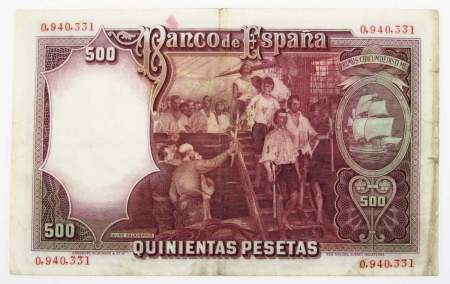 Банкнота 500 песет 1931 года Испания