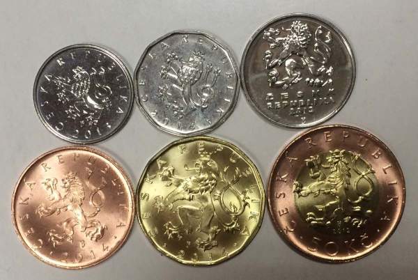 Набор монет Чехии 2009-2014 гг., 6 монет Набор монет Чехии 2009-2014 гг., 6 монет