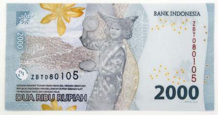 Банкнота 2000 рупий 2022 года Индонезия
