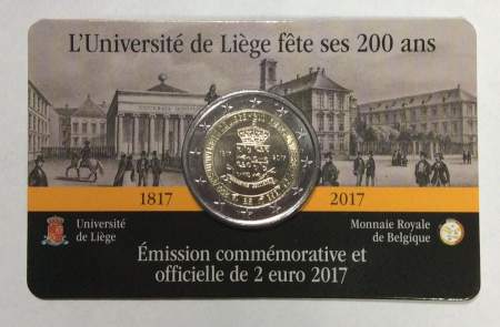 Монета 2 евро 2017 Бельгия, 200 лет университету Льежа