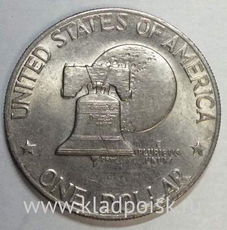 Монета 1 доллар США 1976 года (Доллар Эйзенхауэра или Лунный колокол)