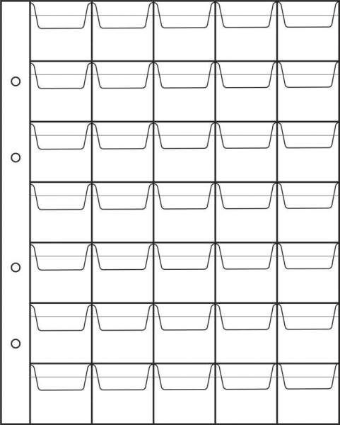 Лист для монет с клапанами на 35 ячеек Лист для монет с клапанами на 35 ячеек