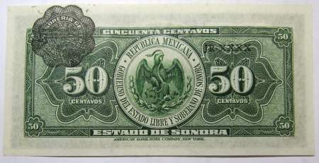 Банкнота Мексика 50 сентаво 1915