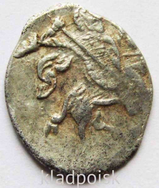 Копейка (чешуя) серебро Иван IV Васильевич Грозный 1533-1584 гг., Псков, ИВ-Р 4 строчки Копейка (чешуя) серебро Иван IV Васильевич Грозный 1533-1584 гг., Псков, ИВ-Р 4 строчки