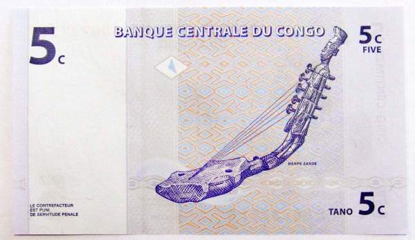 Банкнота Конго 5 сантимов 1997 года Банкнота Конго 5 сантимов 1997 года