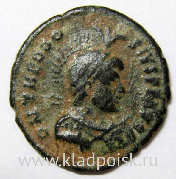 Монета Фоллис Римская Империя, Император Феодосий I Великий 379-395 гг. Монета Фоллис Римская Империя, Император Феодосий I Великий 379-395 гг.