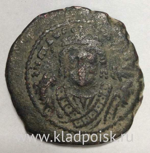 Монета Византии Фоллис Маврикий Тиберий 596 год Антиохия Монета Византии Фоллис Маврикий Тиберий 596 год Антиохия