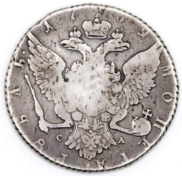 Монета рубль 1769 г. Российская Империя, СПБ СА. Екатерина II
