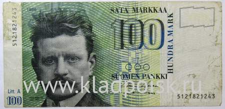 Банкнота 100 марок 1986 года Финляндия