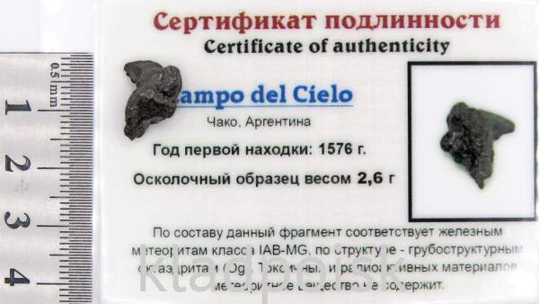 Осколок метеорита Campo del Cielo, арт 4 Осколок метеорита Campo del Cielo, арт 4