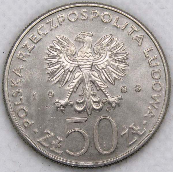 Монета 50 злотых Польша, Игнатий Лукасевич, 1983, арт 2