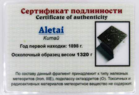 Куб из метеорита Aletai