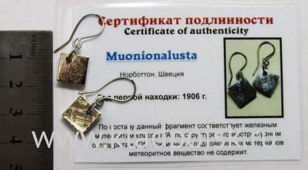 Серьги с метеоритом Муонионалуста (Muonionalusta), арт 6