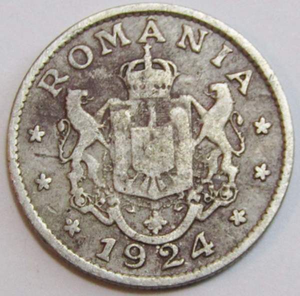 Монета 1 лей 1924 года Румыния Монета 1 лей 1924 года Румыния