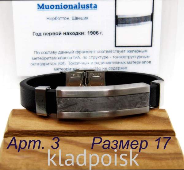 Браслет из экокожи с метеоритом Muonionalusta, арт 3