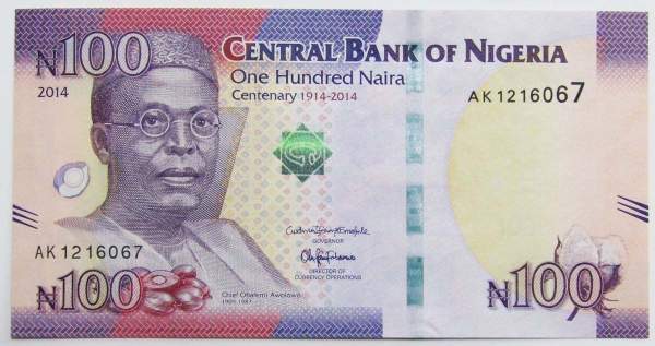 Банкнота 100 найра 2014 года, Нигерия - 100 лет существования Нигерии