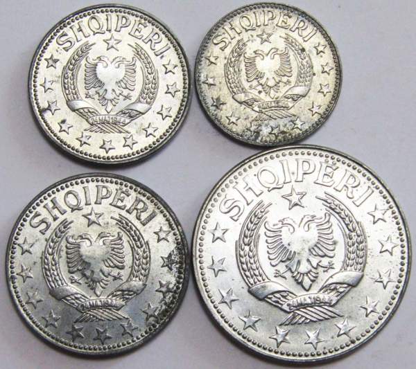 Набор регулярных монет Албании 1957 года, 4 монеты