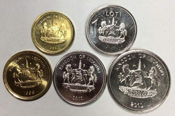 Набор монет Лесото 1998-2016, 5 монет