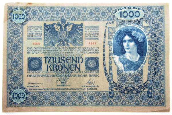 Банкнота 1000 крон 1902 года Австрия