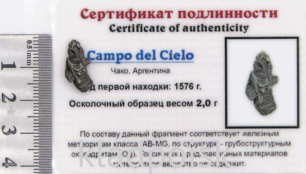 Осколок метеорита Campo del Cielo, арт 16