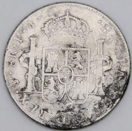Монета 8 реалов 1807 года, Боливия (колония Испании) Король Карл IV, монетный двор Потоси
