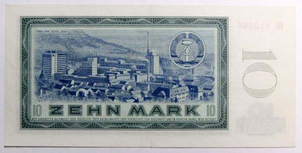 Банкнота 10 марок ГДР 1964 года