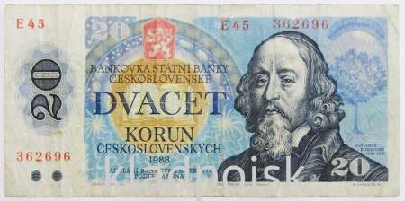 Банкнота 20 крон 1988 года Чехословакия, арт 2