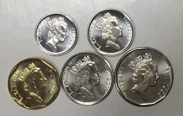 Набор регулярных монет Фиджи 2009-2010 гг, 5 монет