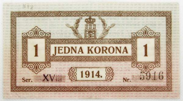 Банкнота 1 крона 1914 года, Львов, Австро-Венгрия