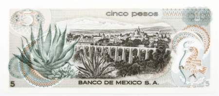 Банкнота 5 песо 1972 года Мексика