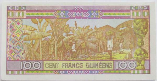Банкнота Гвинея 100 франков 2015 года