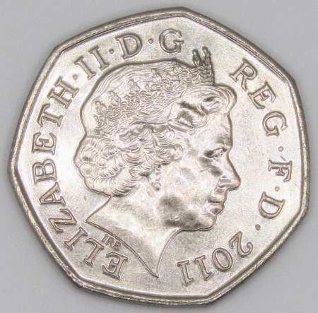 Памятная монета 50 пенсов 2011 года Академическая гребля - Олимпийские игры в Лондоне