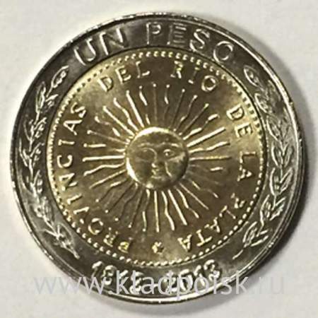 Монета  Аргентина 1 песо 200 лет первой монете, 2013