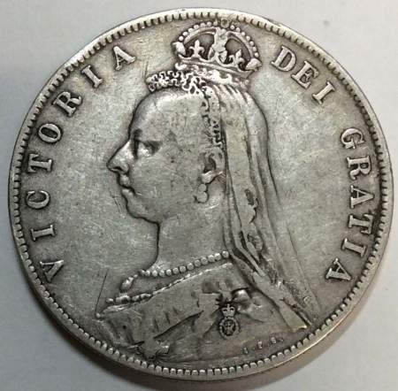 Монета 1/2 кроны 1889 года Великобритания